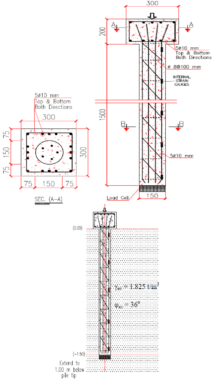 precast concrete pile size diameters